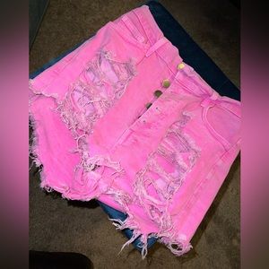 High waisted - super stretchy- color denim shorts!